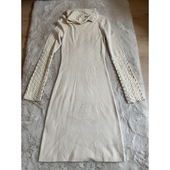 Moda International Beige  Blend Turtle Neck Sweater Dress Size S - Picture 1 of 8